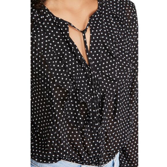 L’AGENCE Tabitha ruffle Blouse spades print pattern NEW XS - Picture 4 of 12